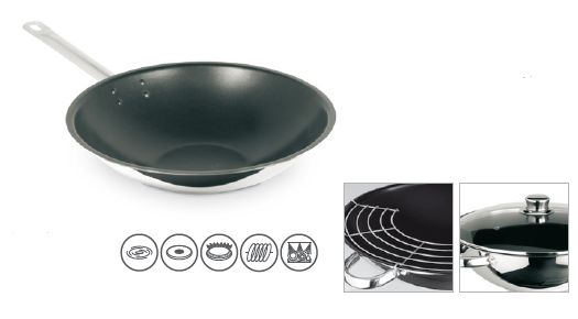 WOK 32CM AA.INOX S/T C/C INDUÇAO